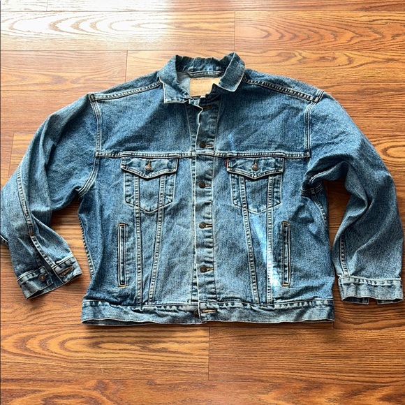 Vtg Levis Large Denim Blue Jean Coat 90s Trucker USA Made 70507-4890 Rancher XL - Picture 1 of 9